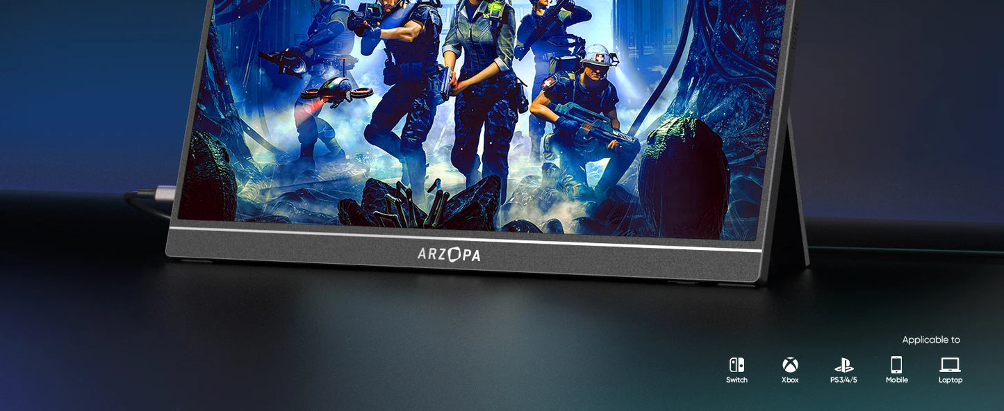 ARZOPA 16.1 inches Portable Gaming Monitor 144hz 100%sRGB 1080P FHD IPS Screen Second Screen for Switch,Xbox,PS5,Laptop,Mac,Z1FC