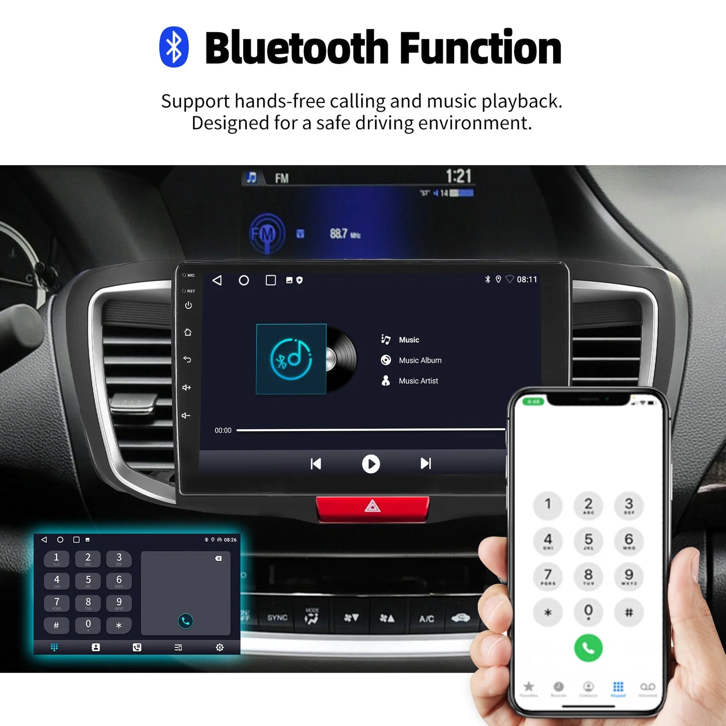 2+32G Apple Carplay For Honda Accord 2014-2017 Android 14 10" Car Stereo GPS Navigation Bluetooth FM/RDS Radio IPS Touch Screen