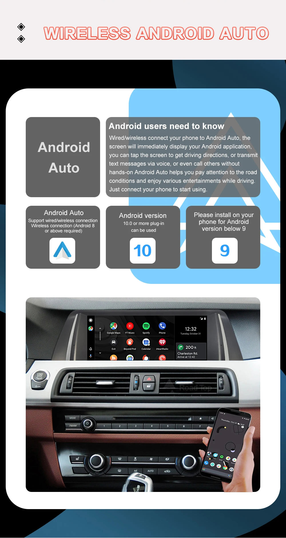 Wireless CarPlay Android Auto Car Radio Multimedia Player Linux Display Screen For BMW 5 Series F10 F11 2012-2017 CIC NBT