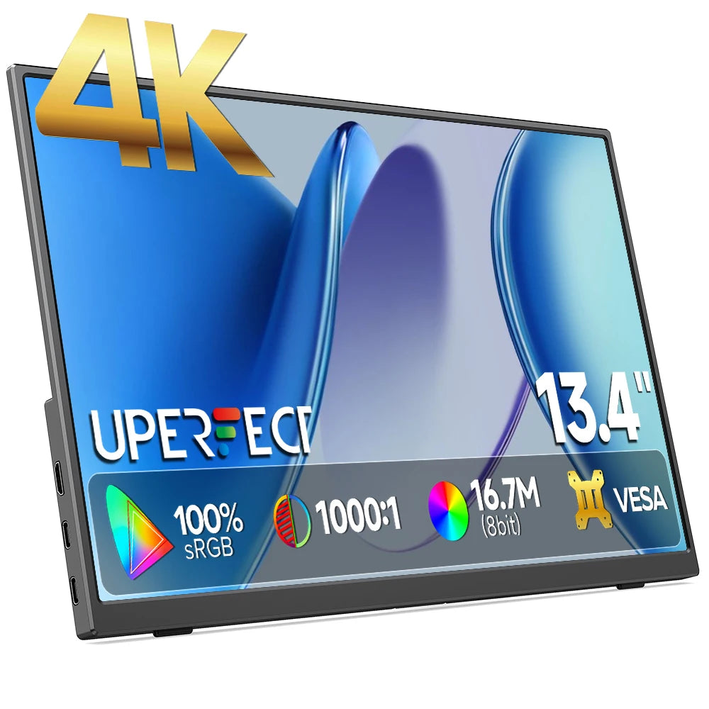 UPERFECT 4K Portable Monitor 13.4" 3840 * 2400 IPS HDMI USB C Computer Gaming Display Extenal Screen For Laptop PC Phone Switch