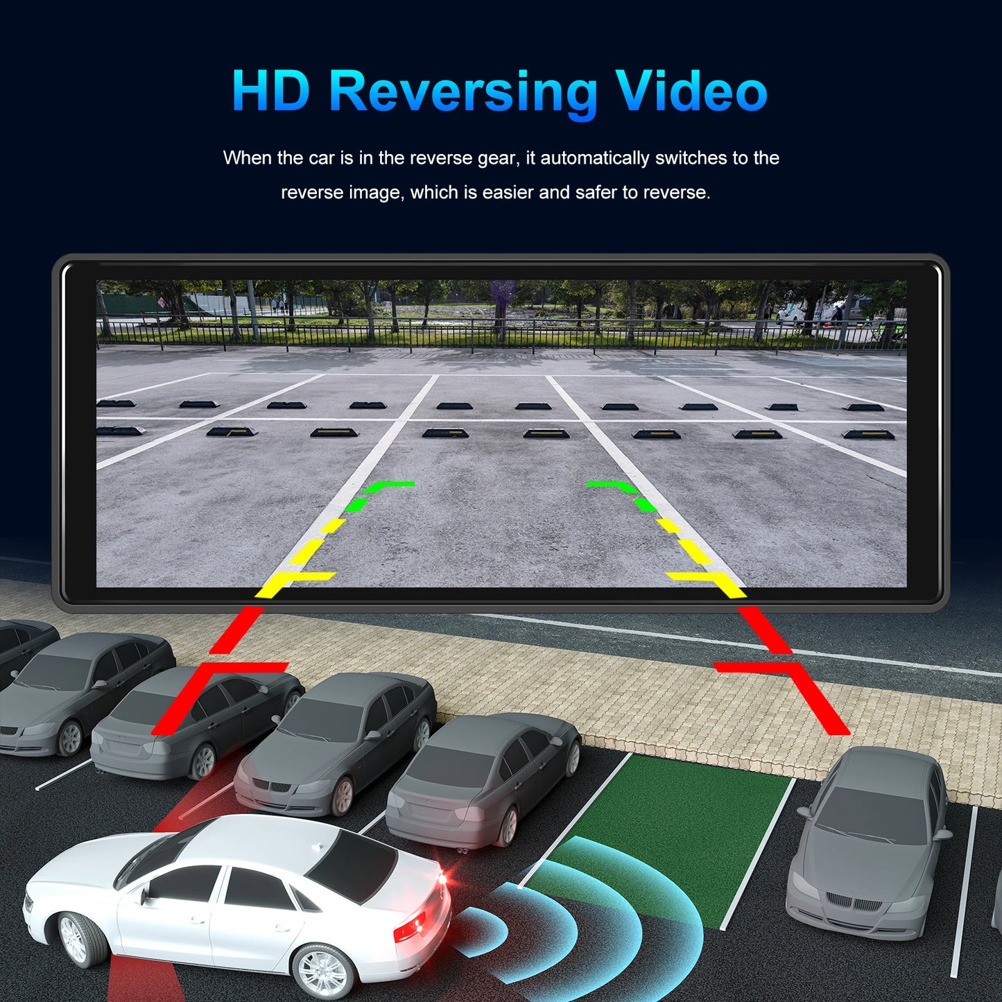 Podofo 4+64G Android 13 Car Monitor Wireless Carplay Android Auto 10.26'' Dashboard Dash Cam GPS WIFI Front Camera Smart Player