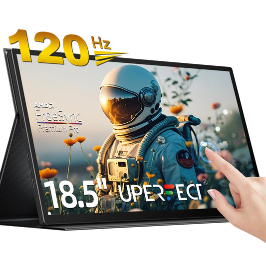 UPERFECT 18.5" TouchScreen Portable Monitor 120Hz 1MS Gaming Display 400Nits With FreeSync HDR VESA For Laptop Phone Xbox PS4/5