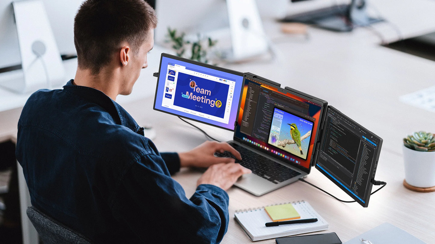 EVICIV 2K Laptop Screen Extender 14" QHD 1440P Portable Triple Monitor with 180° Automatic Rotation for Wins Mac Dex Chrome Work