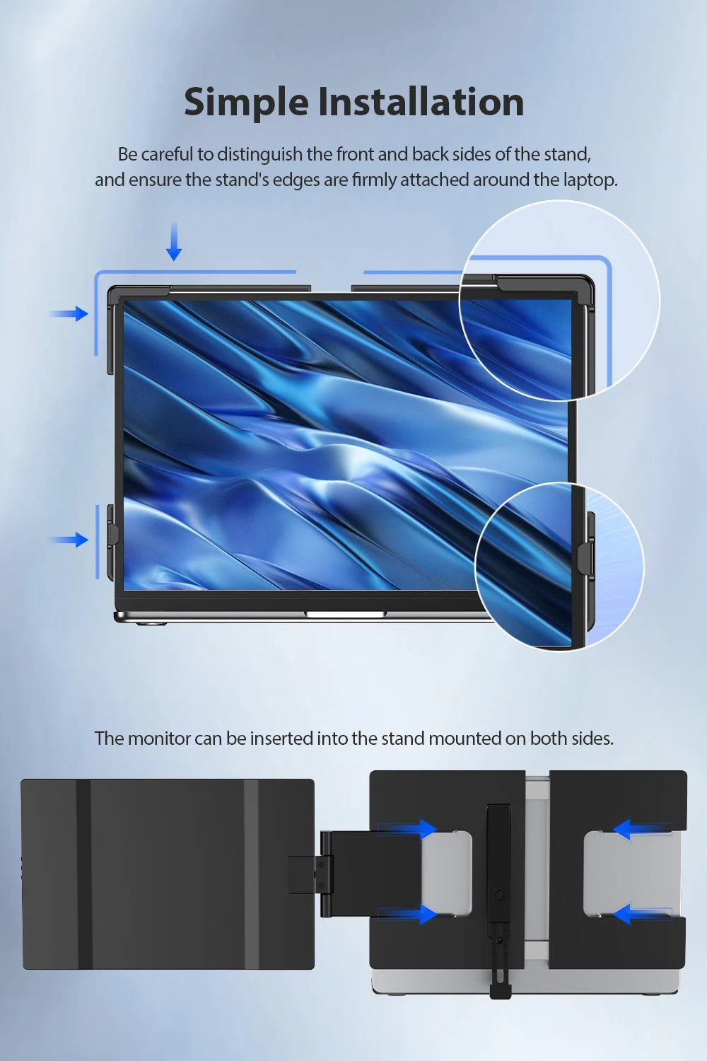 EVICIV Portable Monitor for Laptop 14 Inch 2K QHD Detachable Dual Triple Screen Extender Compatible Windows/Mac/Chrome Linux