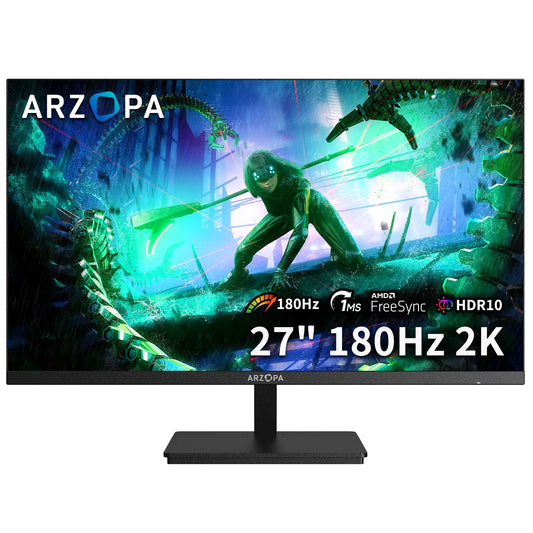 New ARZOPA 27 inch monitor 180hz gaming monitor QHD 2K Monitor for PC,2560*1400,Fast IPS,with Type-C,Samsung DeX mode,FreeSync