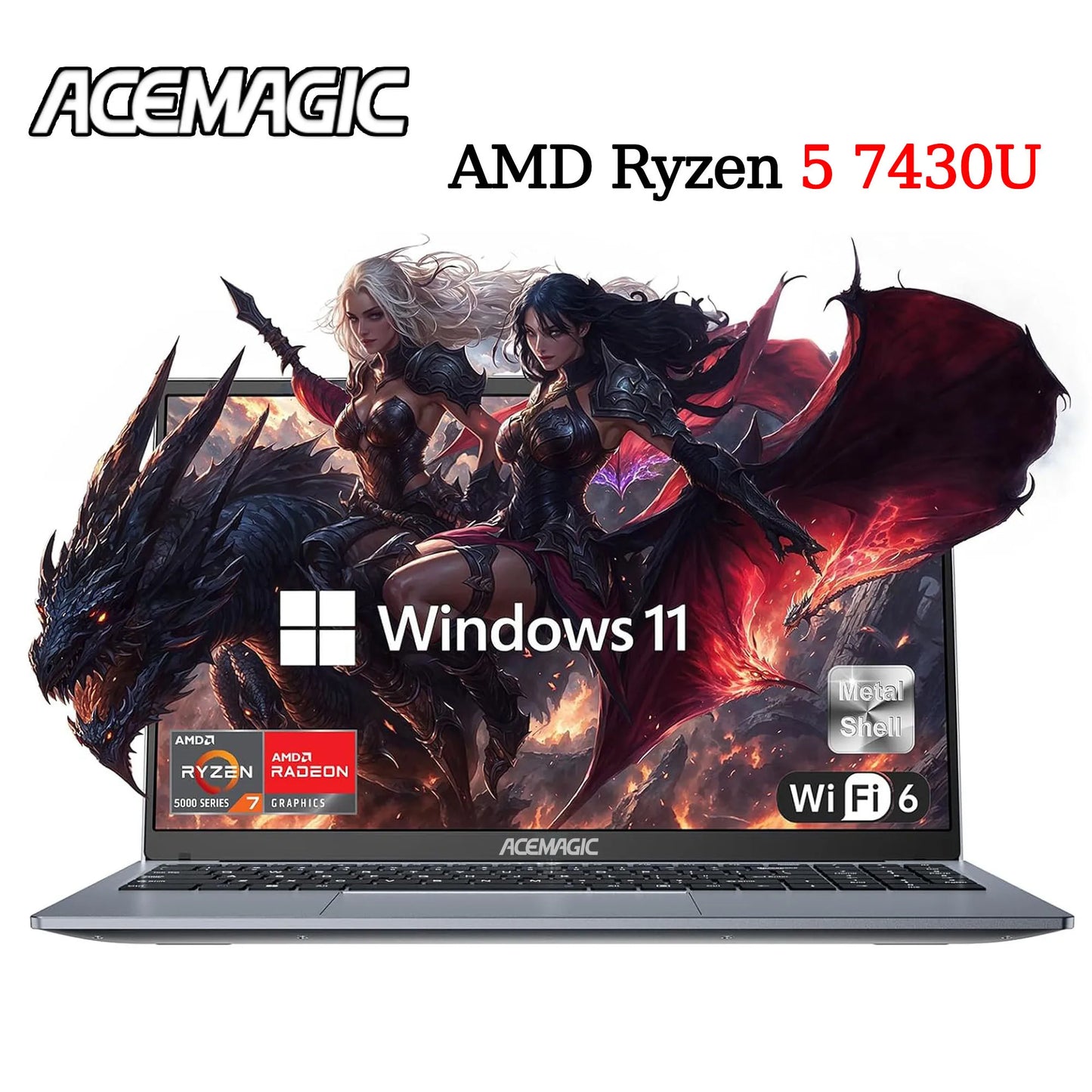 ACEMAGIC Laptop 15.6inch FHD Laptop AMD Ryzen 5 7430U 16GB RAM 512GB SSD Windows 11 Pro Notebook 180° Flip Computer Wifi6 BT5.2