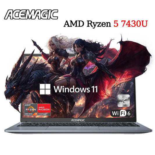 ACEMAGIC Laptop 15.6inch FHD Laptop AMD Ryzen 5 7430U 16GB RAM 512GB SSD Windows 11 Pro Notebook 180° Flip Computer Wifi6 BT5.2