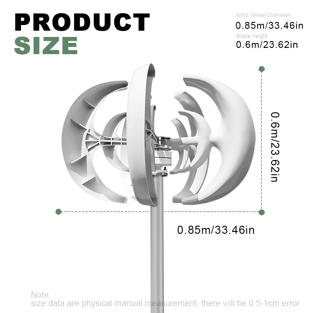 5000W 48V Vertical Axis Wind Turbine Windmill Energy Charging Home Camping With Solar Lithium Battery System