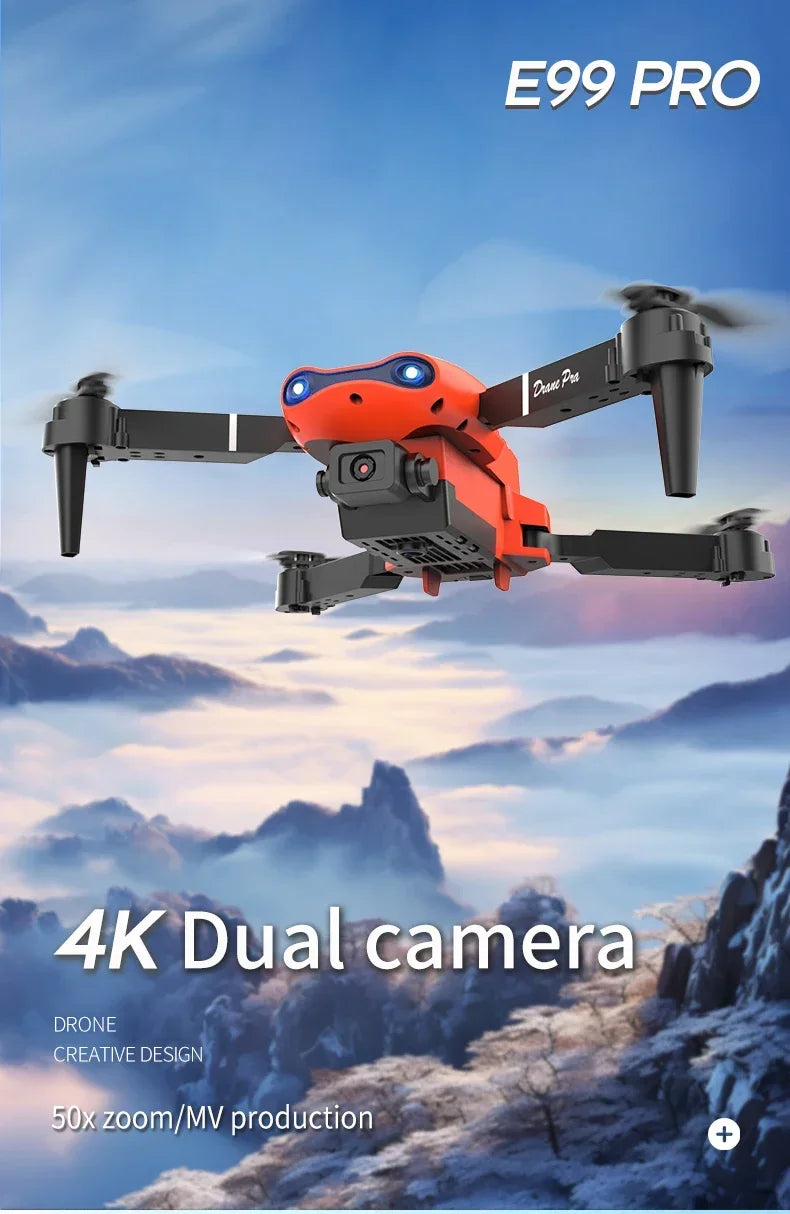 E99/E88 4K Professional RC Drone Wide HD Camera WIFI FPV Real Time Transmission One Key Start Ideal Gift Toy for Adults and Kids