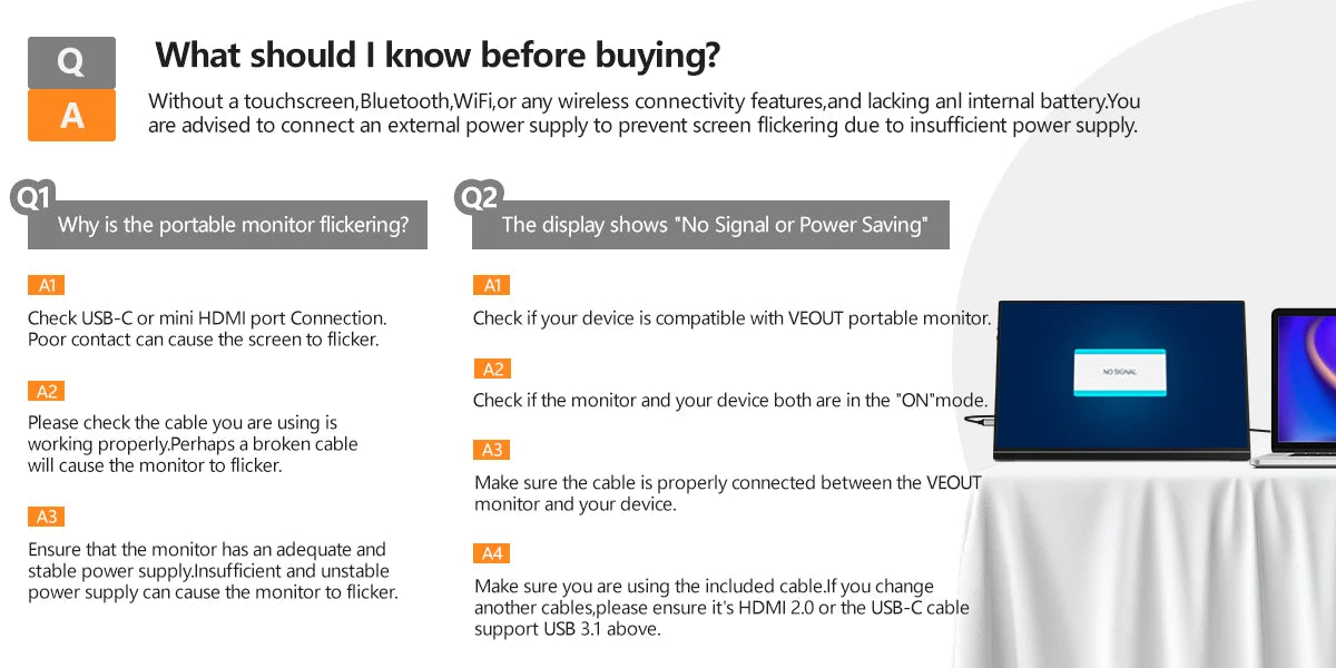 Hot sale VEOUT 15.6 inch 60HZ Portable Monitor for Laptop ,16:9 1080P Display LCD FHD External Second Computer Screen for Phone
