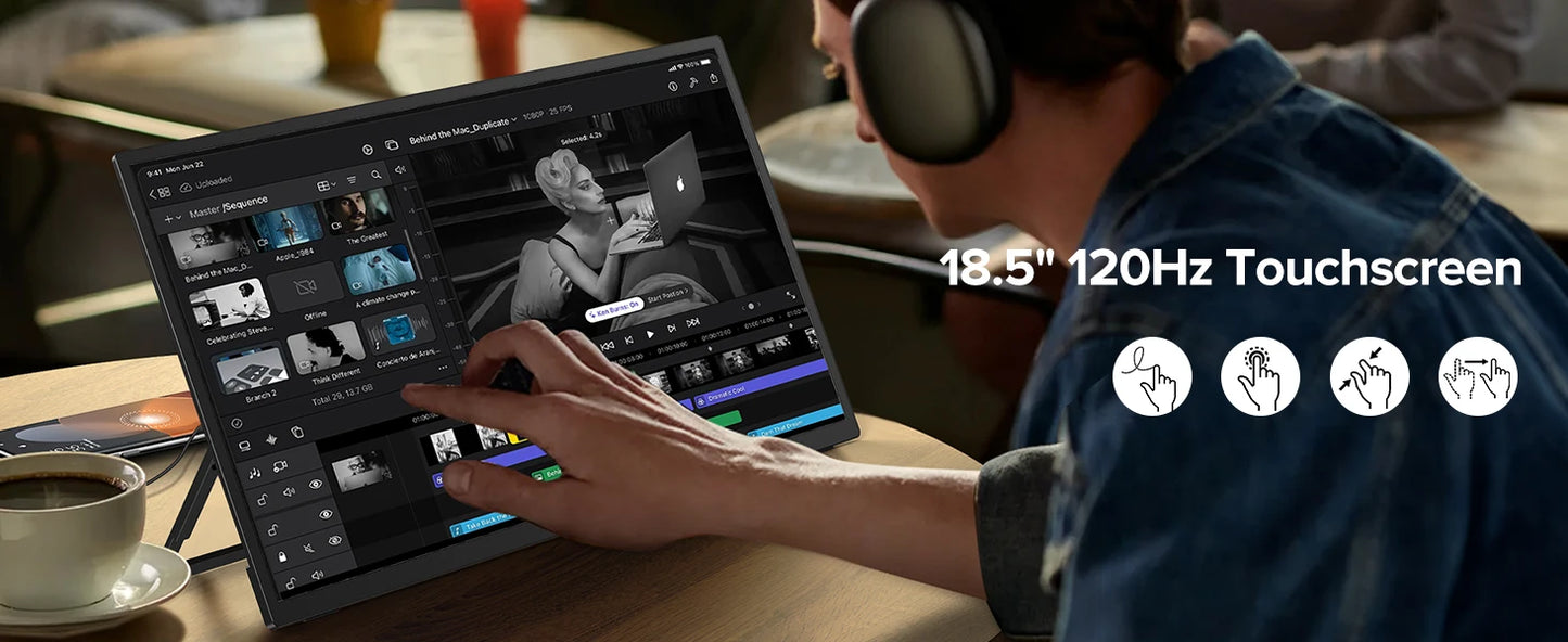 UPERFECT 18.5" Touchscreen Smart Portable Monitor with Metal Frame FreeSync 100%sRGB HDR 120Hz Gaming Screen Extender for Laptop