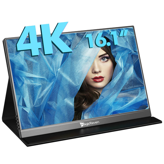 Amoudo 16 Inch 3840*2400P 60Hz Portable Monitor Dual USB C HDMI Second Computer Screen for PS4/5 Xbox Switch MAC PC Phone