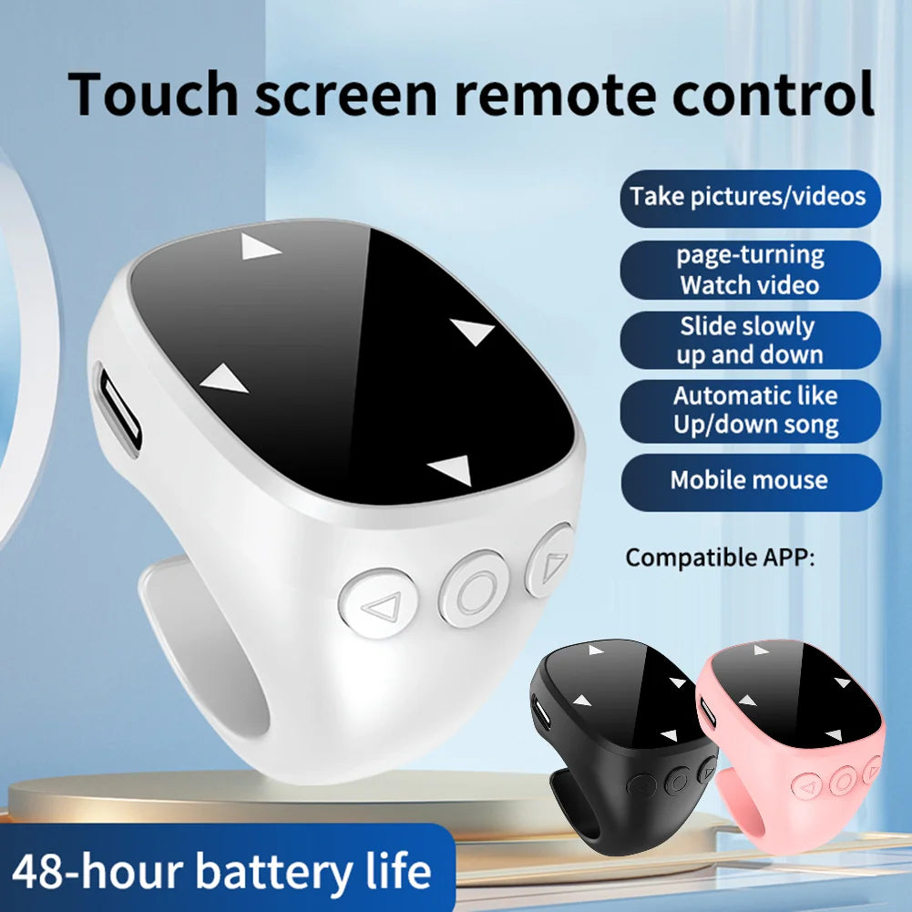Touch Smart Fingertip Ring Remote Control Wireless Bluetooth Mobile Selfie Mice Selfie Video Automatic Page Turner Browsing
