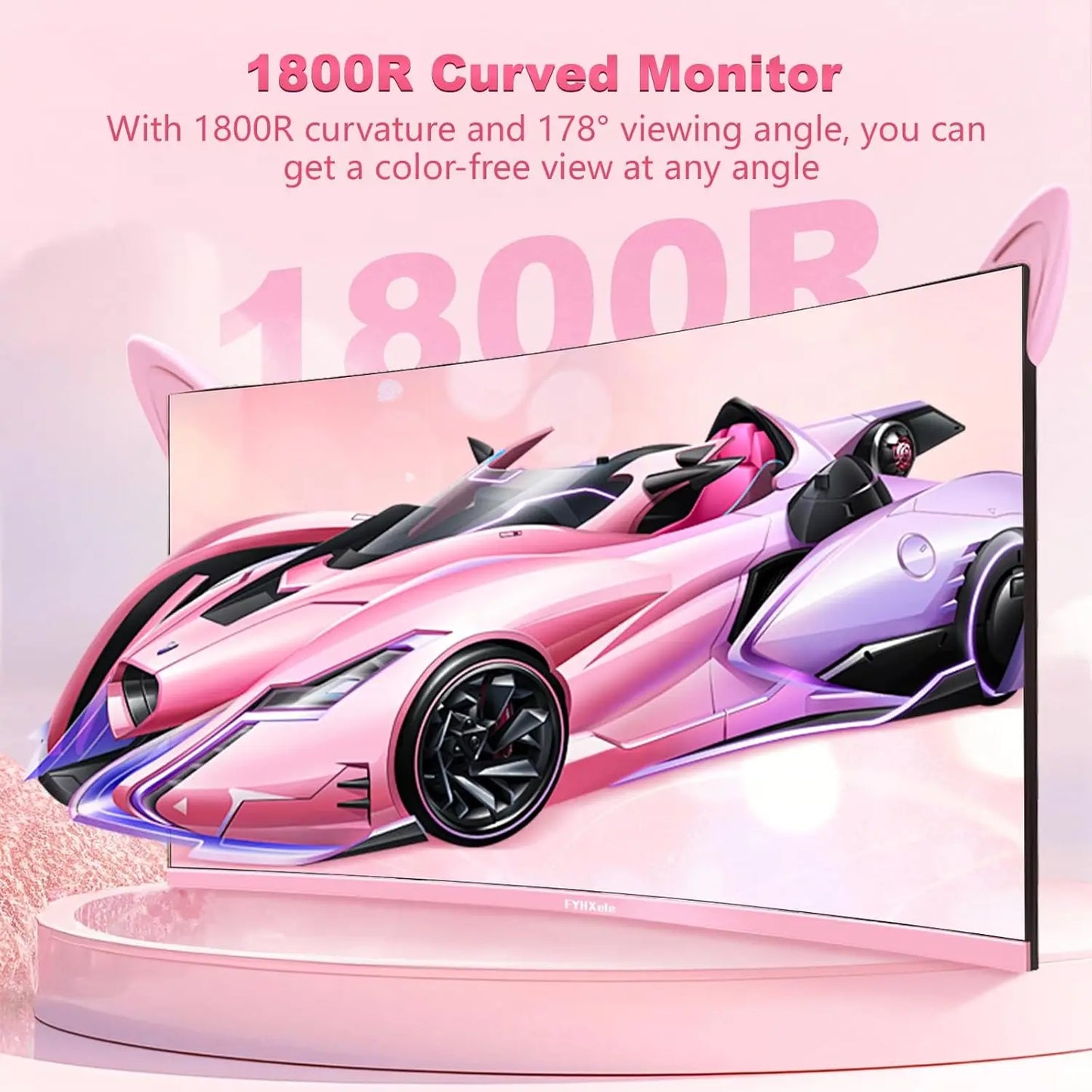 27inch Curved Pink Monitor QHD 165hz 1800R Gaming Display HDR10 Free-Sync Desktop Screen 1ms GTG  With Speakers Tilt Adjustable