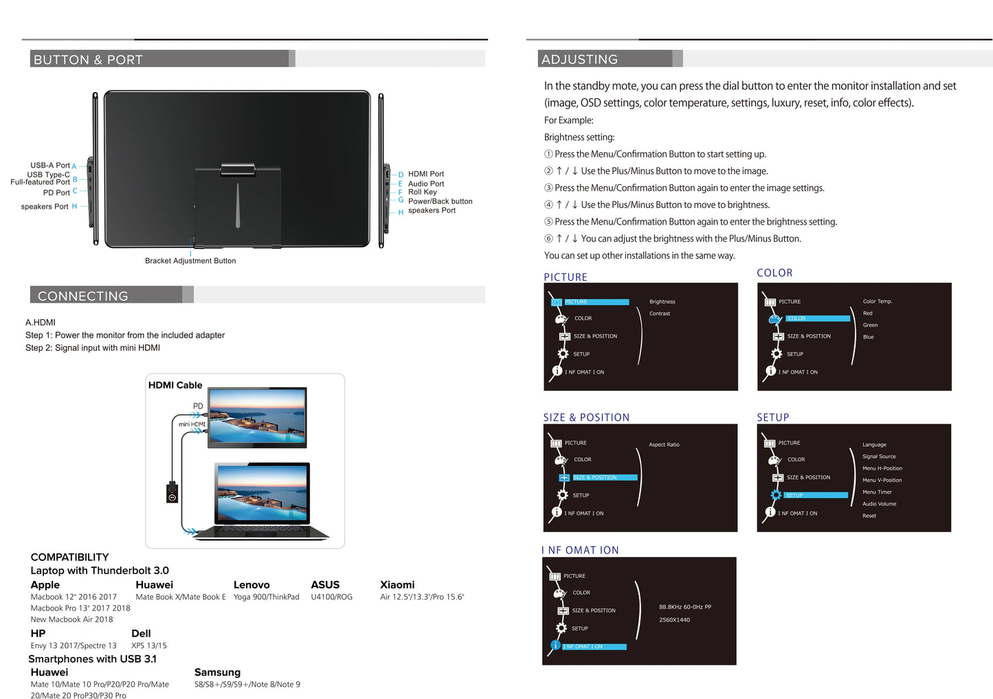 Uperfect Unify Y Touchscreen Portable Monitor 15.6" FHD 1080P IPS Screen with Adjust Kickstand 2000:1 USB C HDMI HDR Display
