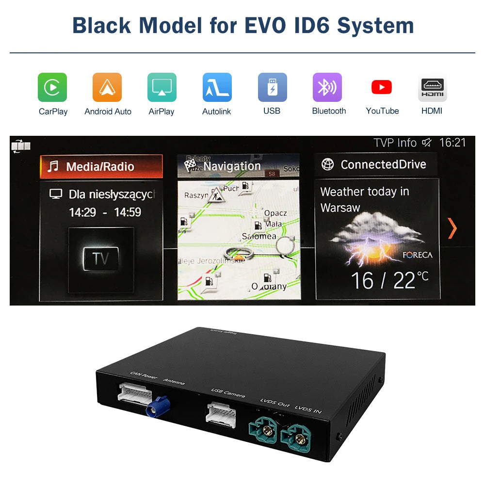 Road Top Wireless CarPlay Android Auto for BMW NBT EVO X5 F15 X6 F16 2014-2020 X1 F48 2016-2020 with Car Play Functions Airplay