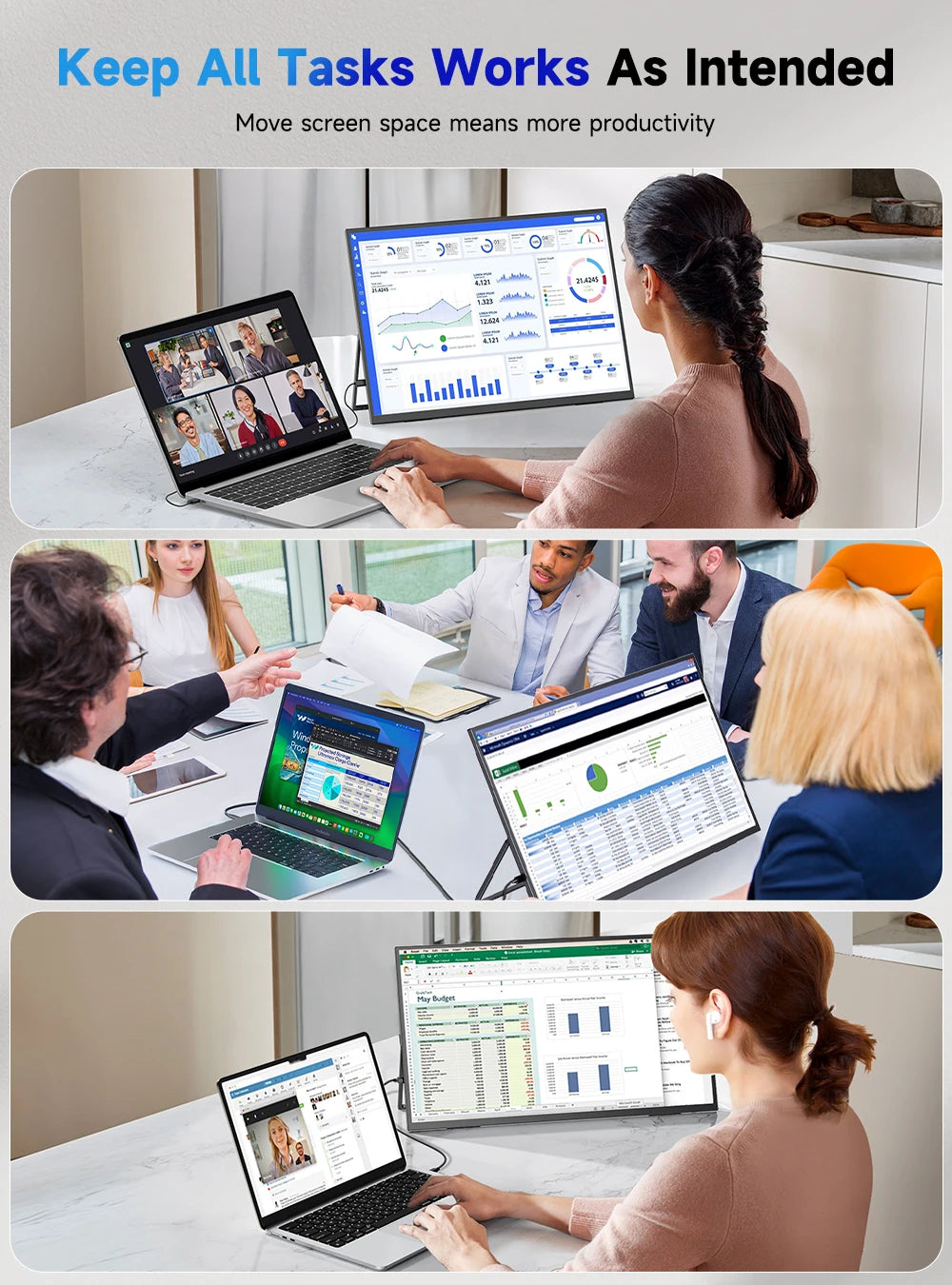 EVICIV 23.8" 120Hz Large Portable Monitor 1080P w/180° Adjustable Stand USB-C HDMI External Laptop Display for PS5/4 Desktop Mac