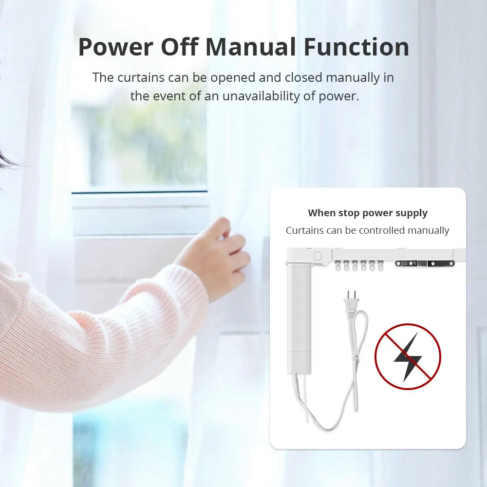 Zemismart Matter WiFi Smart Electric Curtain Motor with Sliding Track, Works with Alexa Google Home Apple HomeKit Tuya App