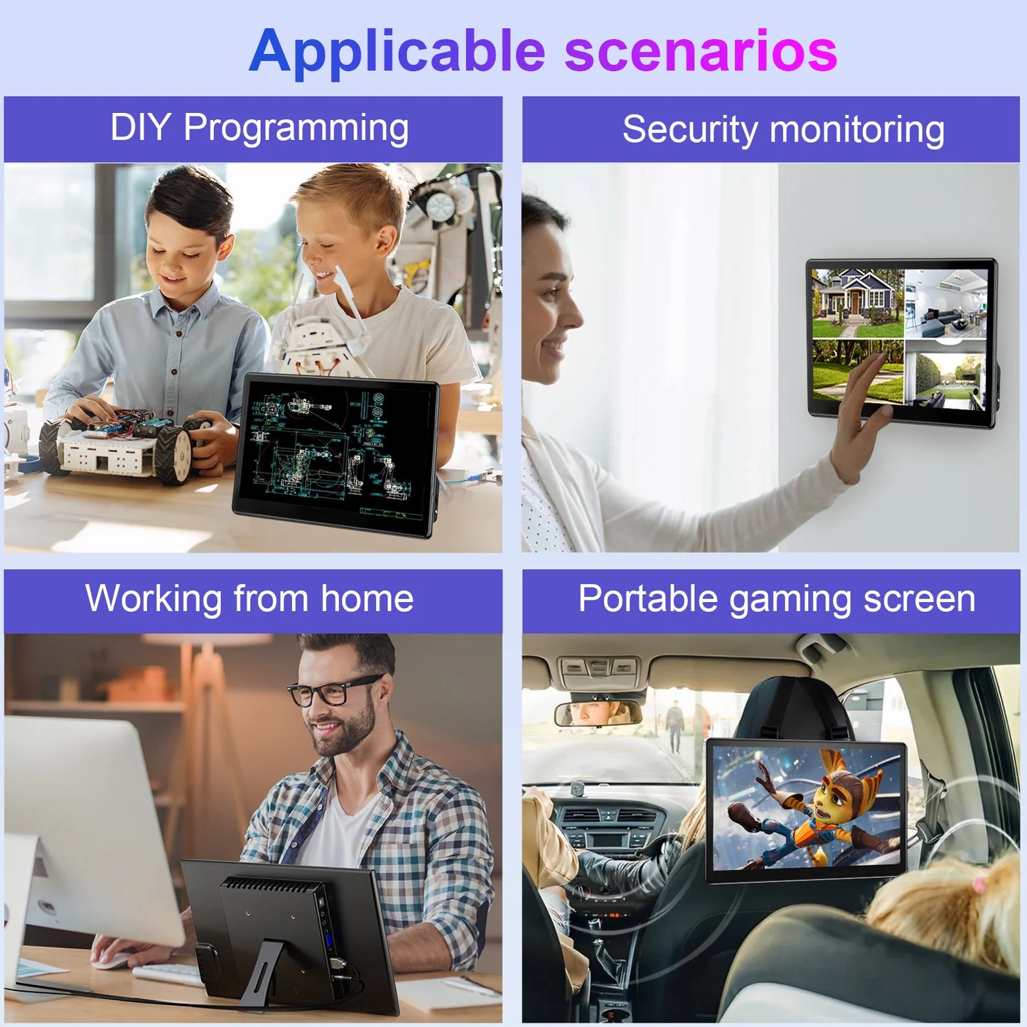 13.3 inch Touch Screen Monitor FHD 1920X1080 Suitable for Phone Laptop Inside Speaker Compatible with HDMI VGA USB Type-C