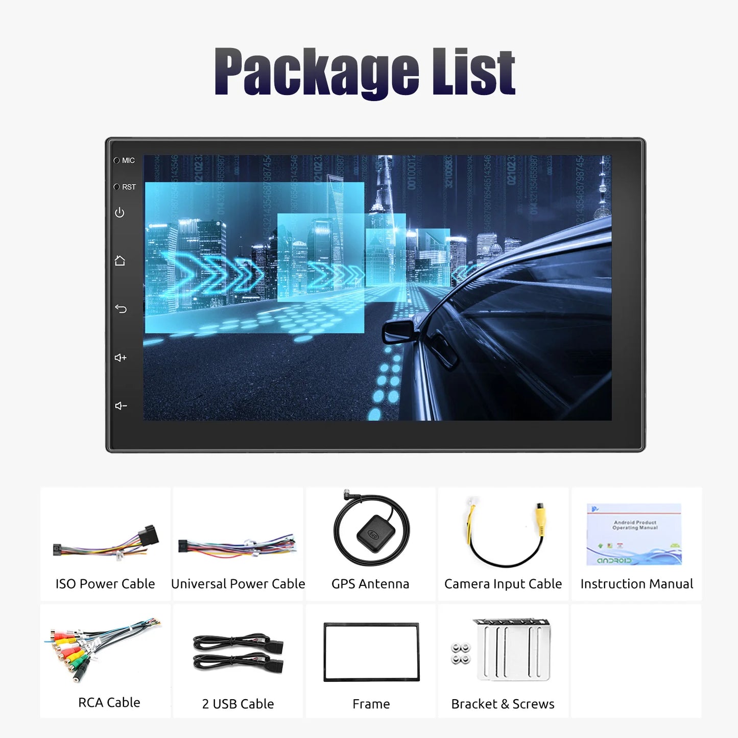 7" Double 2 DIN Android 14 CarPlay Car Stereo Multimedia Video Player GPS Navigation Wifi FM/RDS Bluetooth Multimedia Fit Nissan