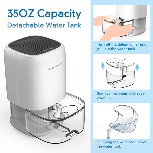 1000ML Air Dehumidifier for Bedroom Home Appliances with Air Filter  280 sq. ft Mini Portable Utral Quiet Auto Shut Off  Closet