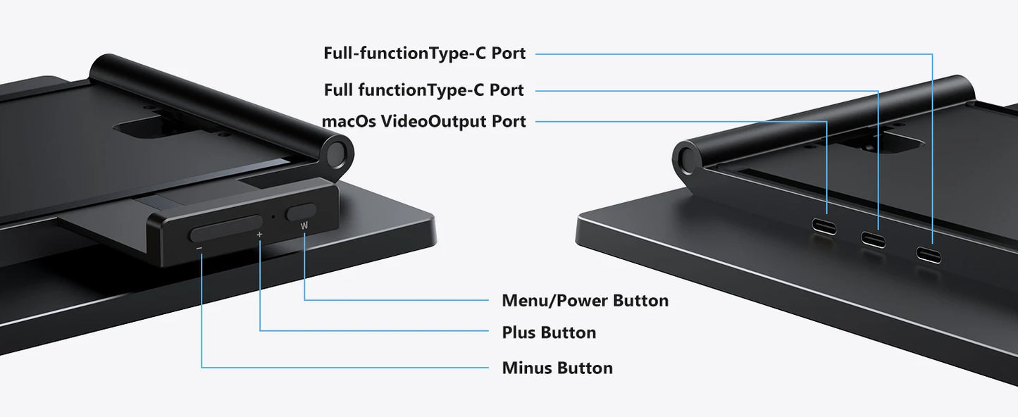 Amoudo 14 Inch Dual Laptop Monitor 1920*1080P IPS Portable Triple Monitor  with USB-C Port for 14-16.5" Laptops Windows/Mac Xbox