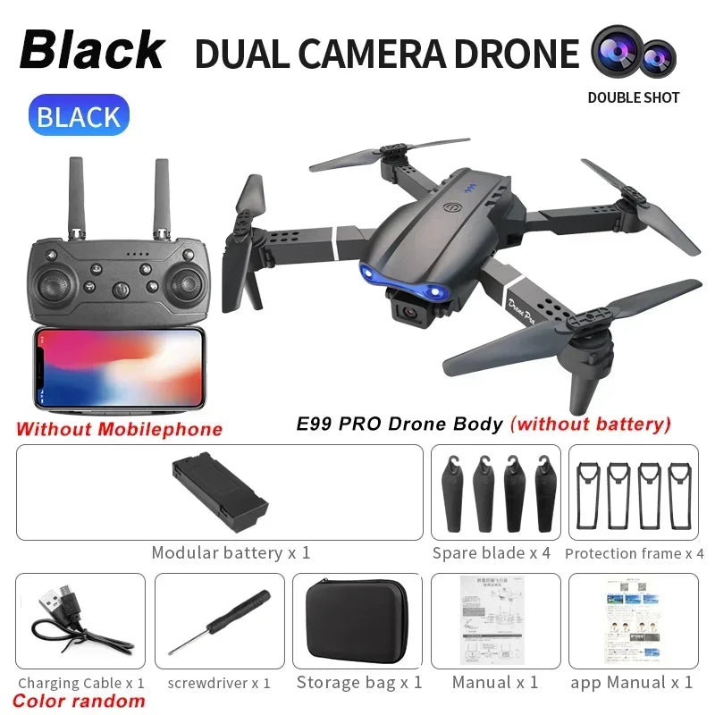 E99/E88 4K Professional RC Drone Wide HD Camera WIFI FPV Real Time Transmission One Key Start Ideal Gift Toy for Adults and Kids