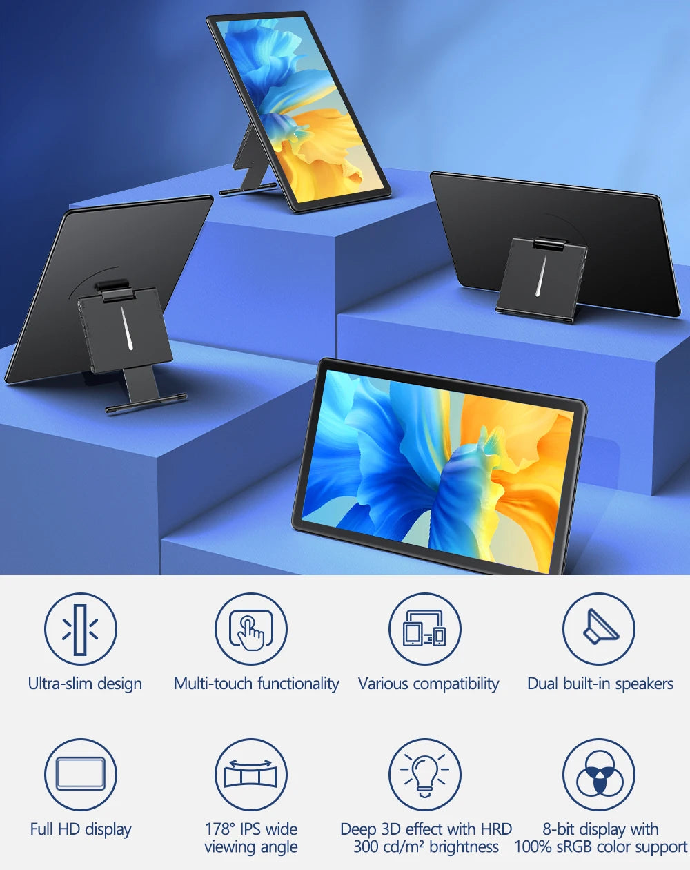 New UPERFECT y Portable Monitor With FHD 1080P Touch Screen Second Display For Laptop PC XBOX PS4 Samgsung DEX HUAWEI USB 3.1