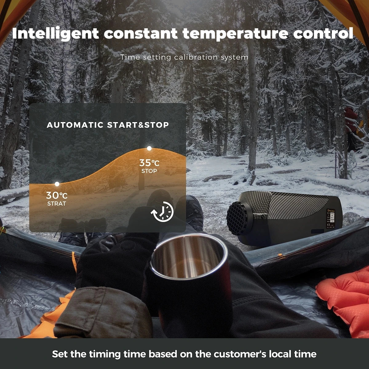 8KW portable Diesel Air Heater 12V&24V Bluetooth App,Constant temperature,ultra Low Noise Night Heater for RV tent campervan