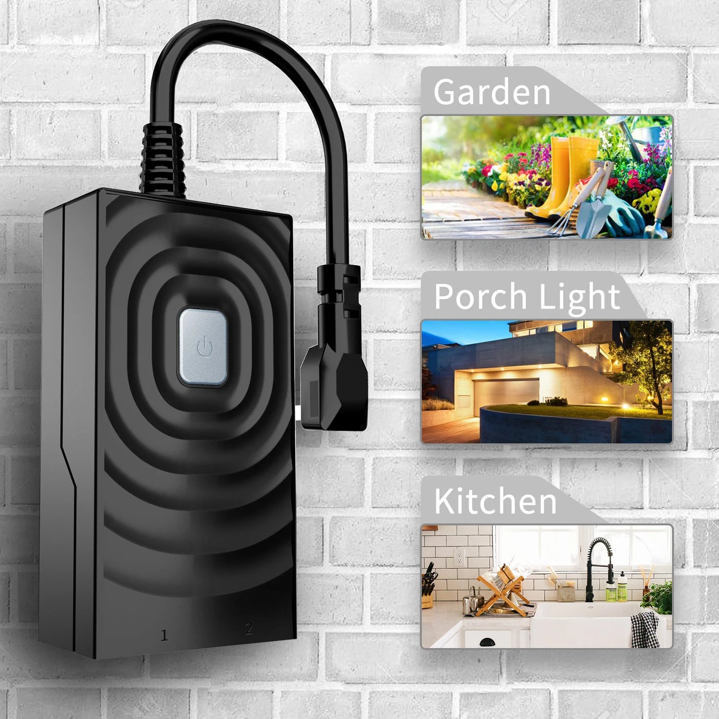 Meross HomeKit US Outdoor Smart Plug Wi-Fi Outlet with 2 Grounded Sockets IP 44 Waterproof Support Alexa Google Home SmartThings