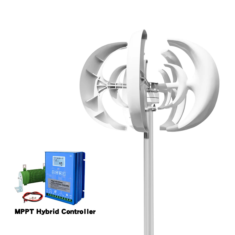 5000W 48V Vertical Axis Wind Turbine Windmill Energy Charging Home Camping With Solar Lithium Battery System