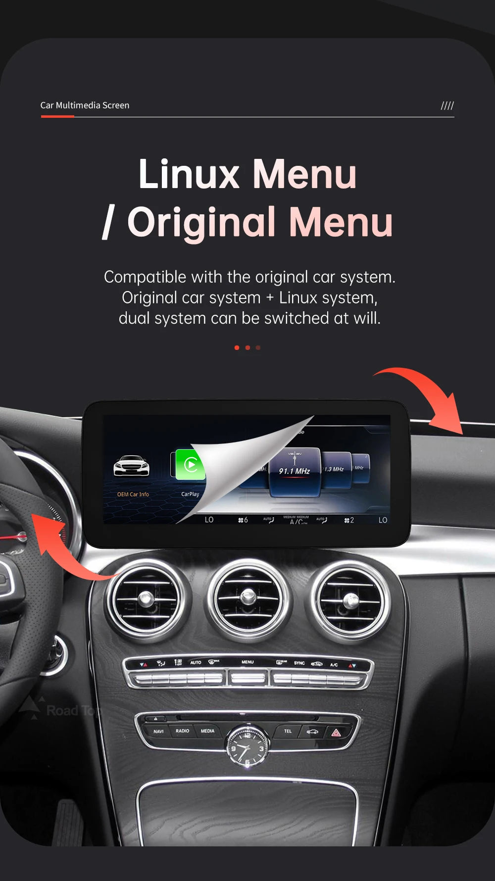 Linux Multimedia Screen Wireless CarPlay Android Auto for Mercedes-Benz W205 W176 GLC A C V Class W447 CLA GLA 2015-2018 NTG5.0