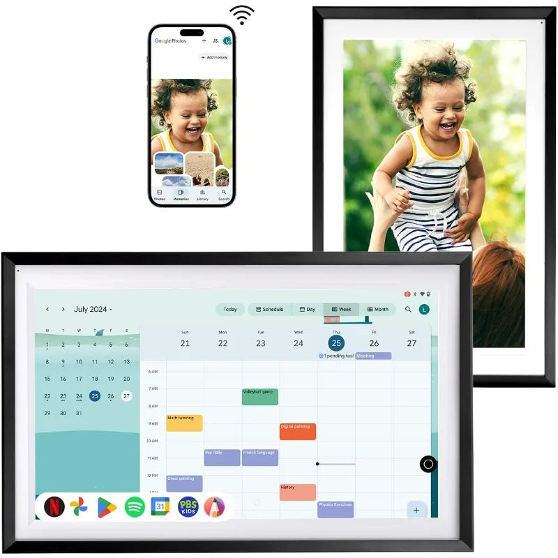 15.6" Digital Wall Calendar|Picture Frame with Anti-Glare Paper Touchscreen|Photos&Voice Assistant&Home Hub