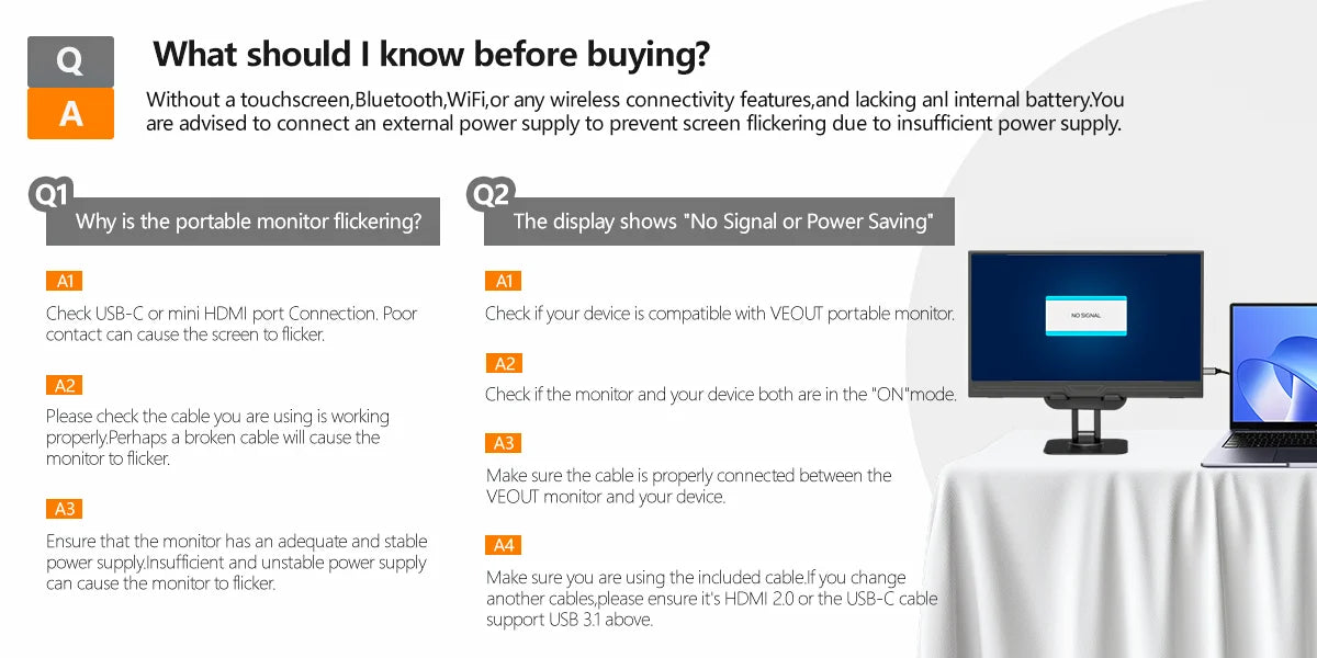 VEOUT 13.3inch Small Portable Monitor for Laptop, IPS 1080P USB HDMI Travel External Second Screen for Mac Phone PS5 Xbox Switch