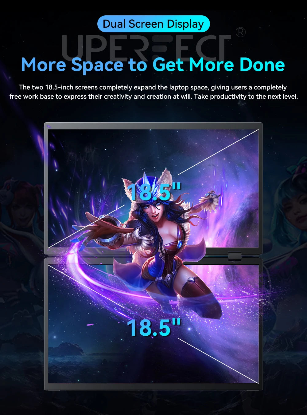 UPERFECT Triple Screen 15.6"/18.5“ Portable Foldable Monitor Dual Screen with Stand Extender 1080P FHD IPS for Laptop Windows