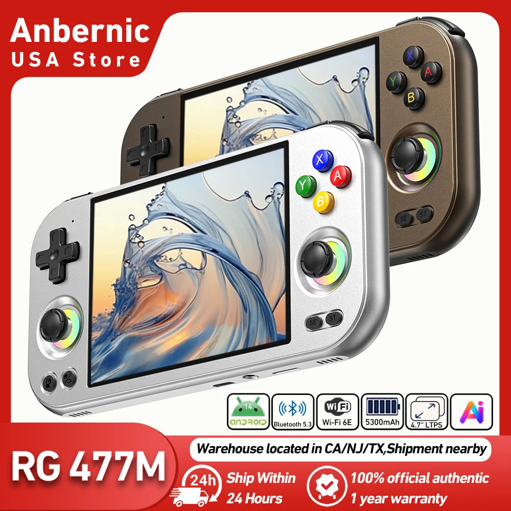 ANBERNIC RG 477M Retro Handheld Game Console Android 14 4.7 Inch LTPS In-Cell Aluminum Alloy CNC Video Gaming Player RG477M