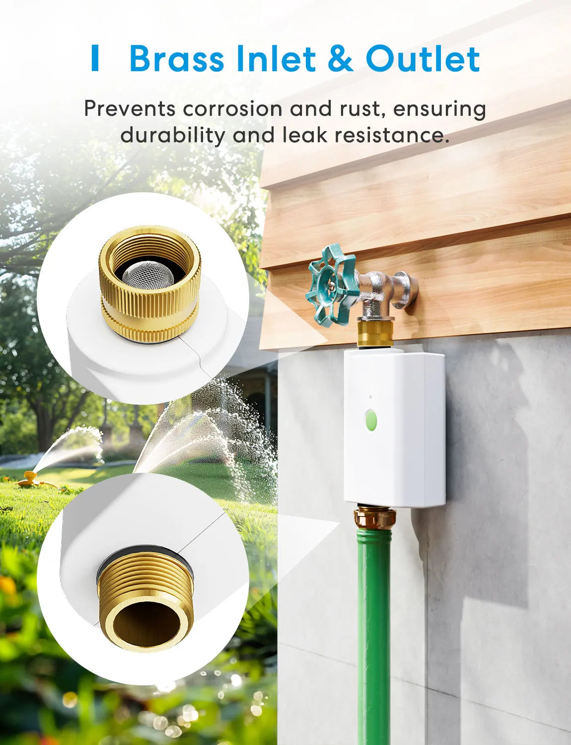 Meross Smart Sprinkler Timer Wifi Hose Faucet Timer with Brass with Tracking & Alerts Function