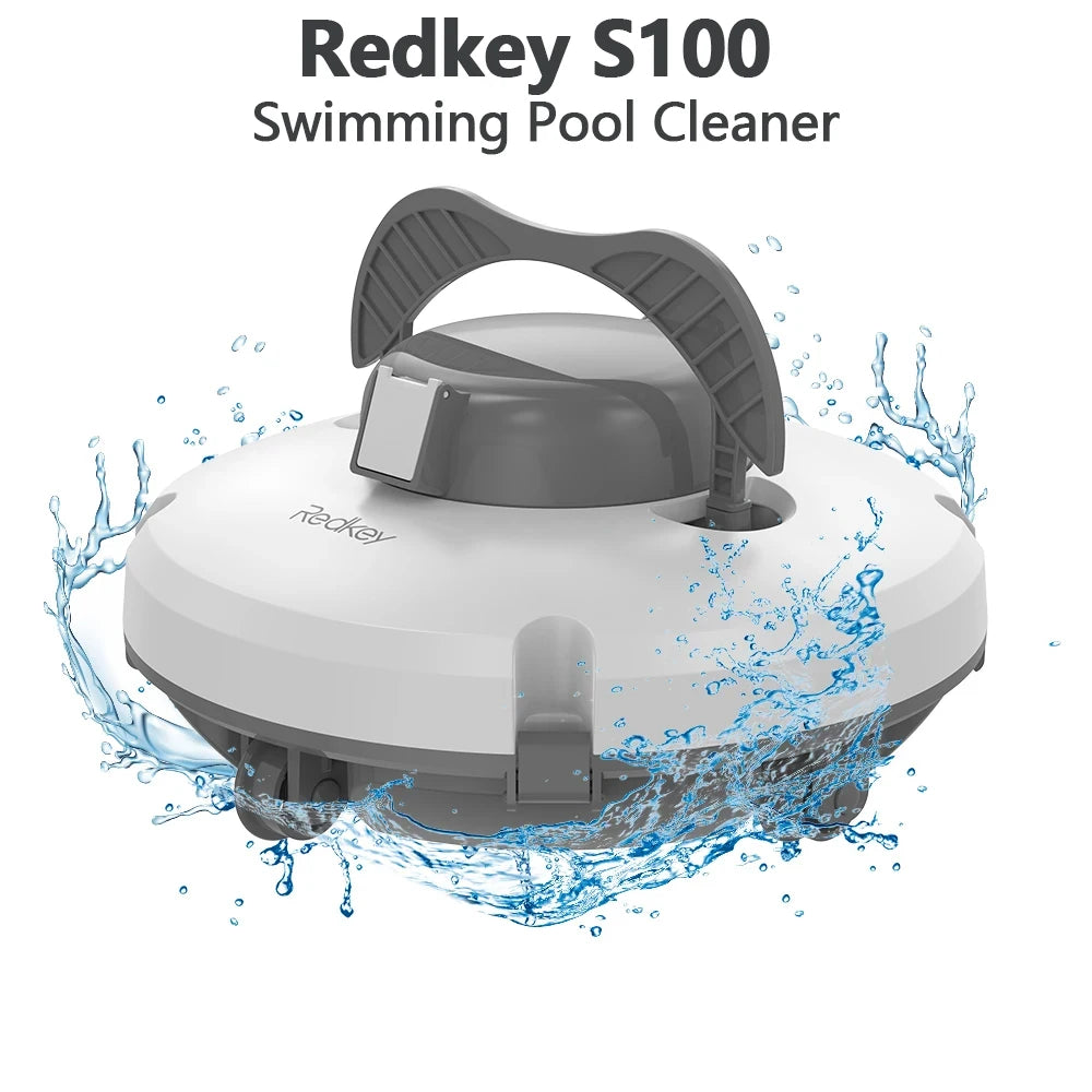 Redkey S100 Cordless Robotic Pool Cleaner Vacuum IPX8 Waterproof 5200mAh Recharge 130 Mins Self-Parking Swimming Pool Cleaner