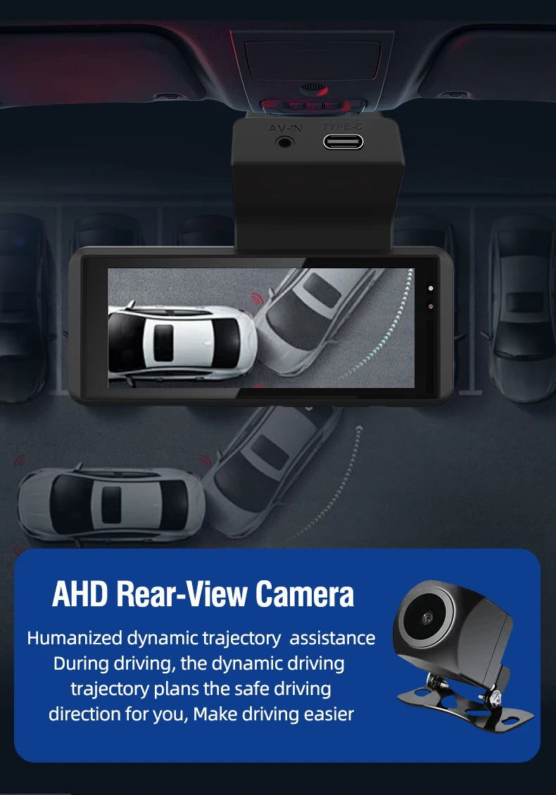 QOZ 4K WIFI Dash Cam Front Camera Dual Lens Dashcam Car DVR Video Recorder with GPS Night Vision 24H Parking for Car