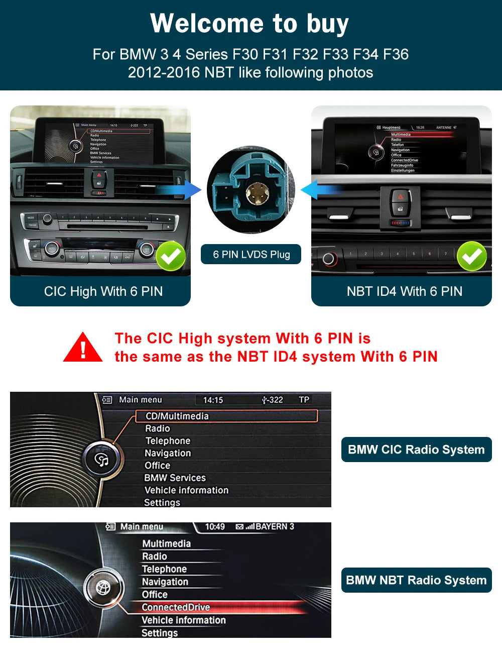 12.3 Wireless CarPlay Linux System Multimedia Display For BMW Series 3 4 F30 F31 F32 F33 F34 F36 2012-2018 Android Auto Airplay