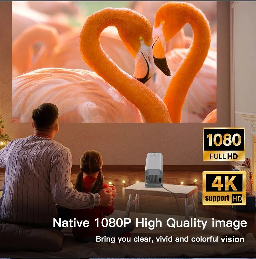 Smart Projector Native 1080P Support 4K, 390 ANSI HD Brightness, Android 11.0, WiFi 6, Auto Focus & Keystone Correction