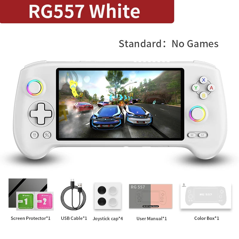 ANBERNIC RG557 Handheld Game Console Dimensity 8300 5.48 inch AMOLED RGB Lighting Retro Video Player Support FOTA WIFI Streaming