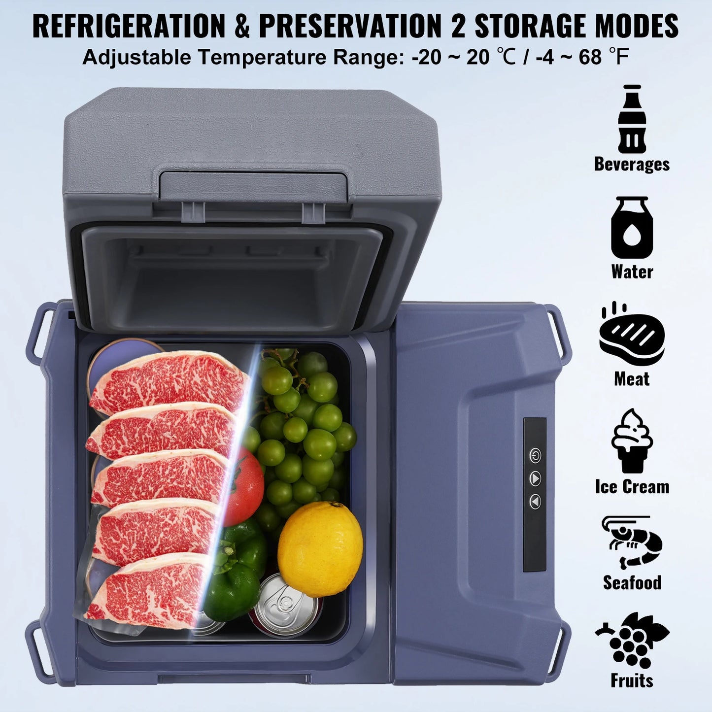SucceBuy 8L to 75L Car Refrigerator Fridge Portable Icebox Single&Dual Zone w/Blue Tooth Temp Adjustable for Outdoor Camping RV