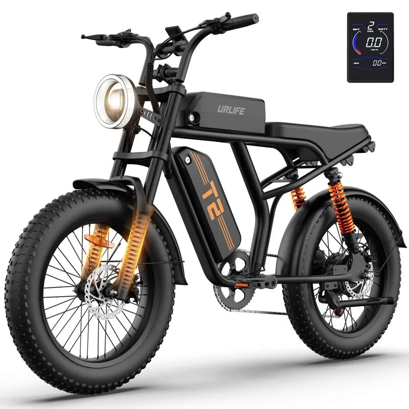 1500W Electric Mountain Bike with 48V 15.6Ah Removable Battery, 28MPH 100 Mile Range, 20" X 4" fat Tire E-bike
