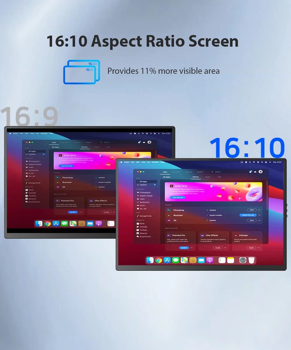 UPERFECT 14" 2K Triple Portable Monitor 2240x1400 QHD IPS Dual Display with Rotation Kickstand Laptop Screen Extender for MacOS