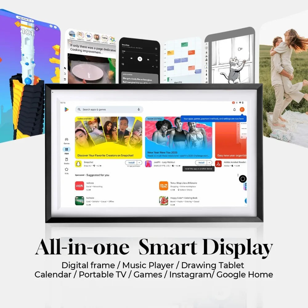 15.6" All-in-one Smart Display with Anti-Glare Touchscreen, Digital Calendar: Wall-Mount or Desktop