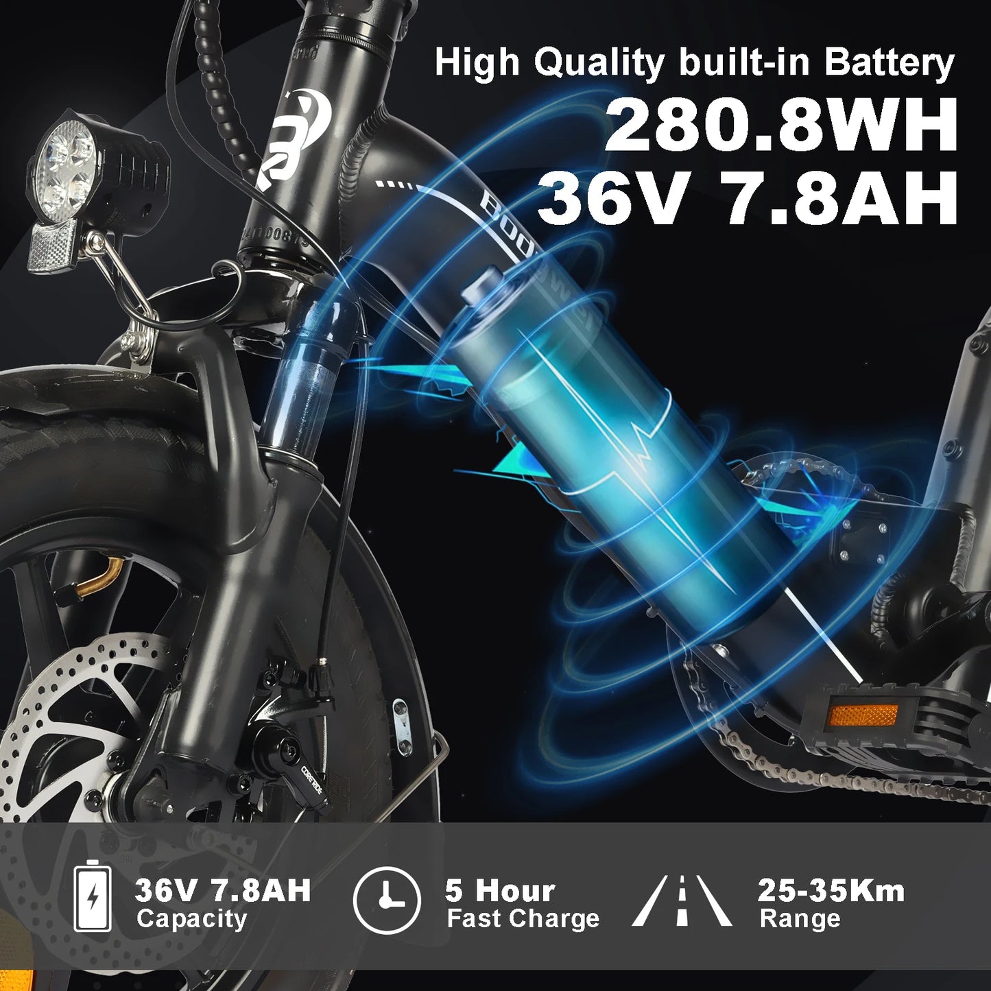 Folding 14" Electric Bicycle 250W 36V 7.8Ah Battery LCD Display Dual Disc Brakes E Bike for Adults with CE Bodywel T16PRO