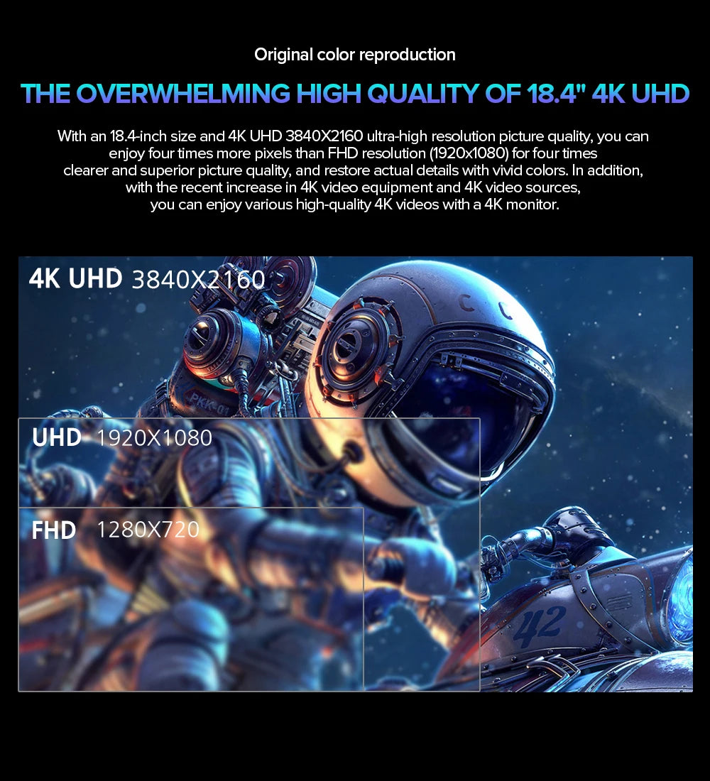 UPERFECT UXbox T118 4K 18 Inch Large Portable Gaming Monitor 3840*2160 100% sRGB  IPS HDR HDMI Display for Laptop Computer Phone