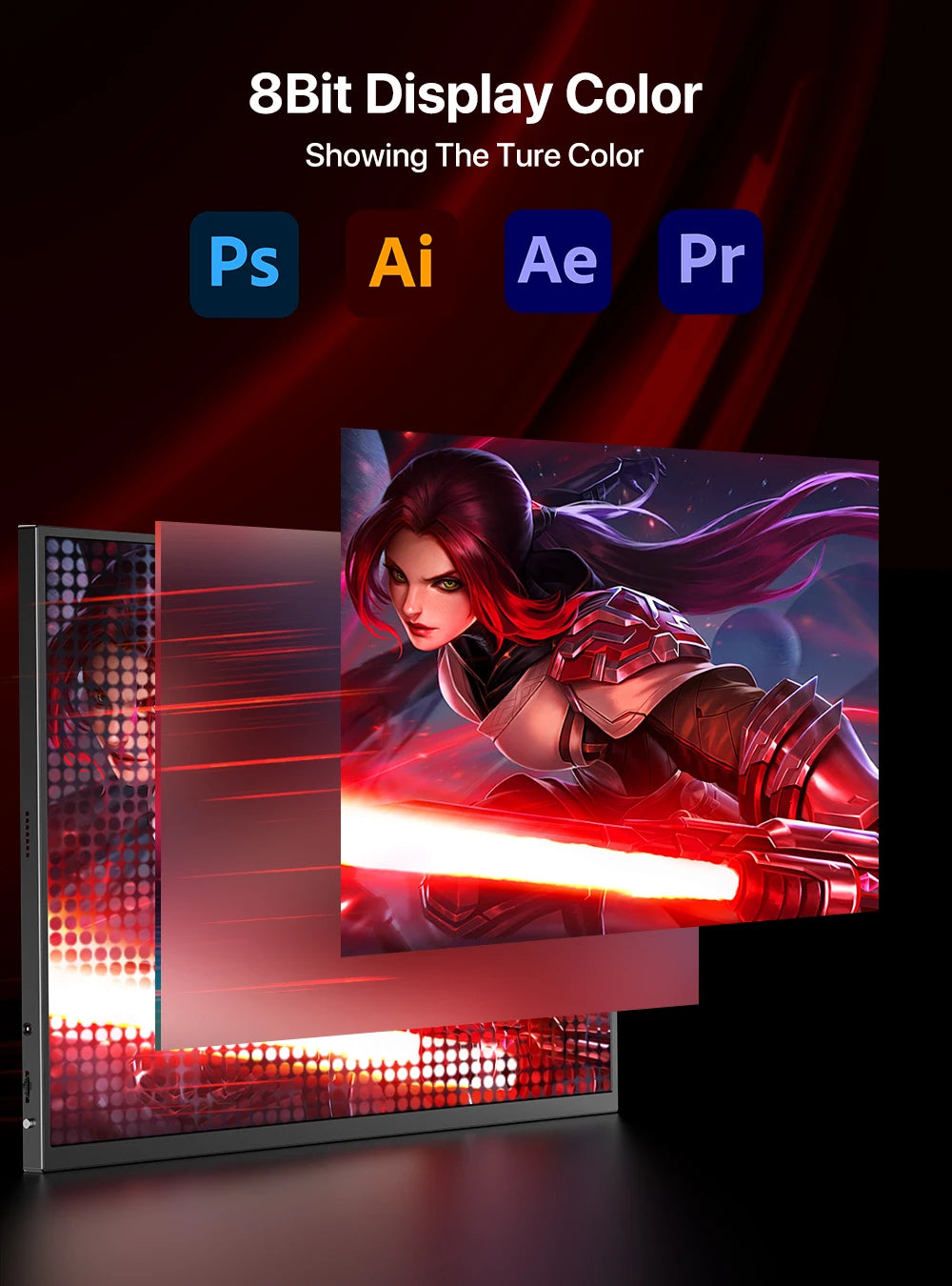 UPERFECT UGame 18 2K 144Hz Gaming Monitor 2560x1600 QHD 100% DCI-P3 Portable HDMI USB C Display For Laptop PC Mac Phone XBOX PS5