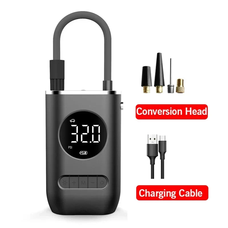 EAFC 120W Handheld Air Compressor Wireless/Wired Inflatable Pump Portable Air Pump Tire Inflator Digital for Car Bicycle Balls